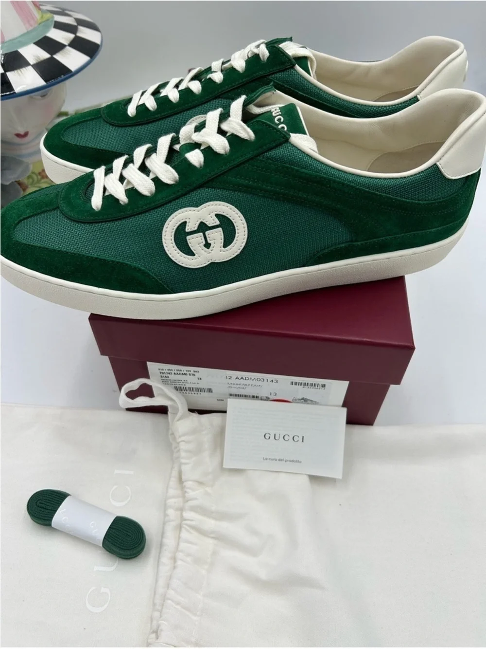 SOLD!!!! Men’s Gucci interlocking G suede/canvas sneakers size 13 Italy